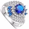 Women's Rings White Gold Filled Dark Blue Zircons Jewelry Wedding Engagement Ring ALP0281