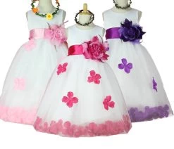Girls Bridesmaid Dress Rose Petal Hem Cute Princess Tutu Dress Girls Clothing Sets Wedding Birthday