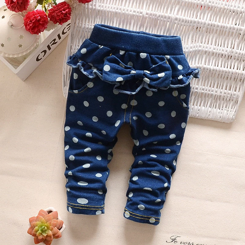 Baby Girl's Jeans Fashion Girls Boys Dot Sports Pants Spring Autumn Kids Jean Trousers 0-3age