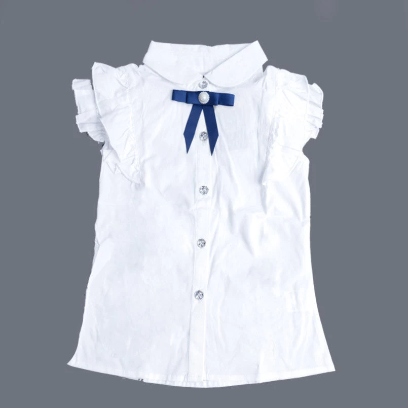 Girl Short-sleeve White Shirt Student Slim White Waist Blouse For Girls Clothes Kids Clothing - Image 2