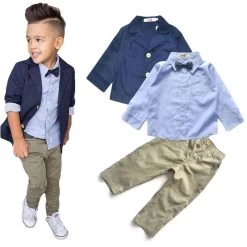Boys Clothing Gentleman Sets Handsome Denim Children Jacket + Shirt + Pants 3pcs/set Kids Baby Children Suits