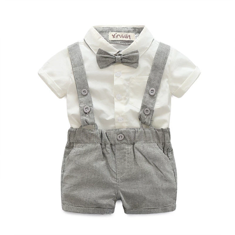 Baby Boy Clothing Set Born Infant Clothing 2pcs Short Sleeve T-shirt + Suspender Gentleman Suit