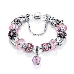 Bottom Price Promotion 2 Weeks LZESHINE Antique Silver Original Women Glass Charm Bracelet & Bangle Fit Charm Bracelet