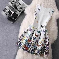 Baby Girls Full Butterfly Print Dress 6 To 12 Years Kids Sundress For Girls Clothing Summer