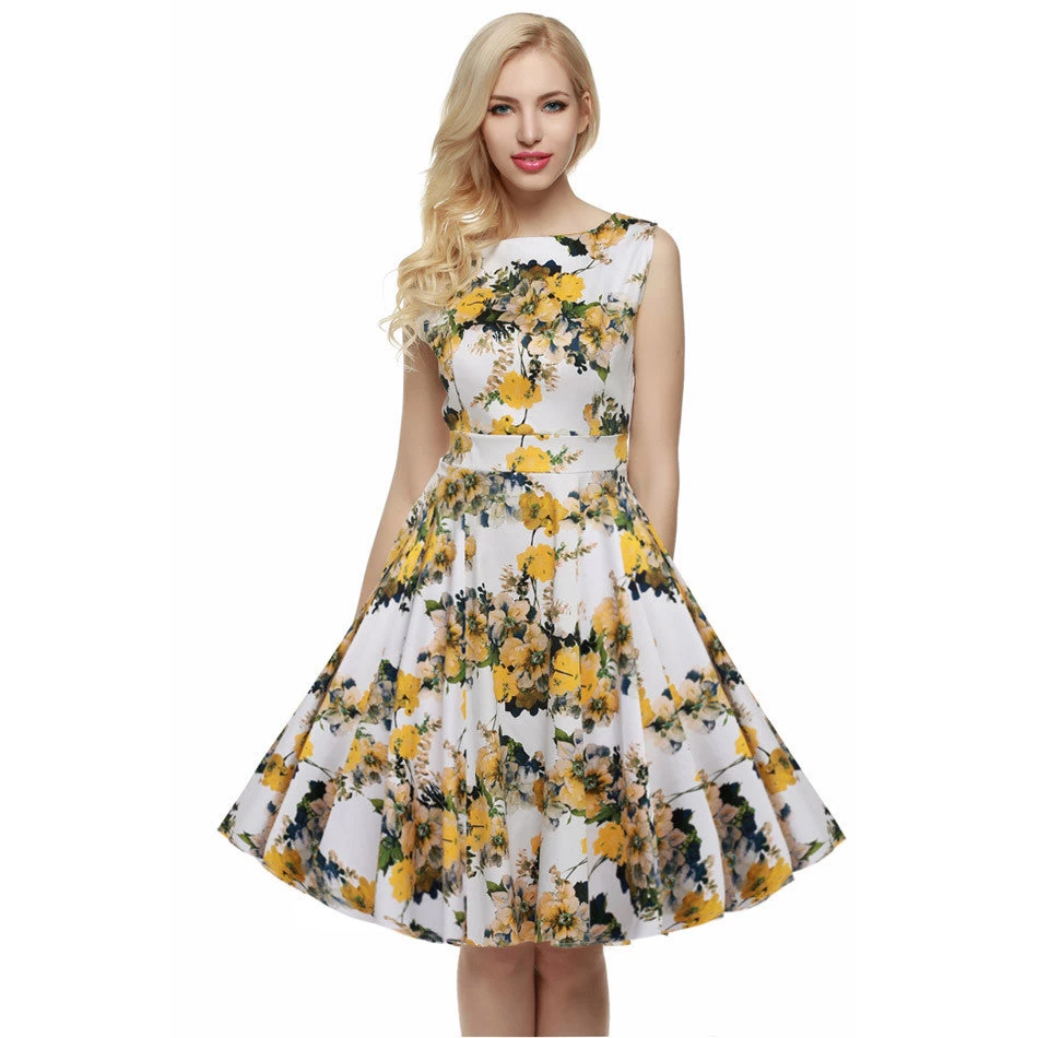 Women Dress Retro Vintage 1950s 60s Rockabilly Floral Swing Summer Dresses Elegant Bow-knot Tunic Vestidos - Image 18