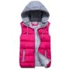 Women's Cotton Wool Collar Hooded Down Vest Removable Hat High Female Winter Warm Jacket&Outerwear Thicken