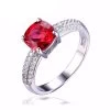 Cushion 2.6ct Created Red Ruby Solitaire Engagement Ring 925 Sterling Silver Ring Fashion Design Fine Jewelry
