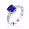 Cushion 2.6ct Created Blue Sapphire Solitaire Engagement Ring 925 Sterling Silver Ring Fine Jewelry For Women
