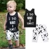 2pcs Lovely Toddler Baby Boys Clothes Sets Cotton Tops Vest Tee T-Shirts + Short Pants Shorts Letter Black 2pcs Outfits Boy