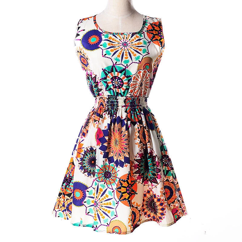 Women Casual Bohemian Floral Flower Sleeveless Vest Printed Beach Chiffon Top Dress S092 - Image 20