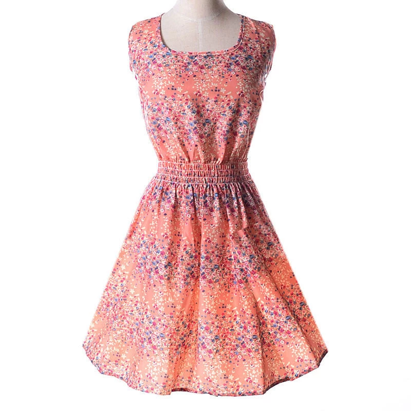 Women Casual Bohemian Floral Flower Sleeveless Vest Printed Beach Chiffon Top Dress S092 - Image 9