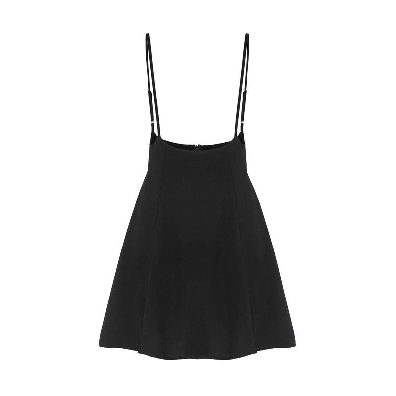 Women Fashion Black Skater Skirt With Shoulder Straps Pleated Hem Braces Skirt Saia Femininos Braces Skirt - Image 2