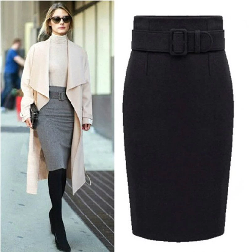 Fashion Cotton Plus Size High Waist Casual Midi Pencil Skirt Women Skirts Female - Image 3