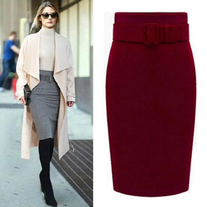 Fashion Cotton Plus Size High Waist Casual Midi Pencil Skirt Women Skirts Female - Image 2