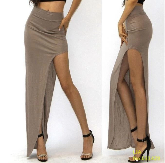 Fashion Charming Sexy Women Lady Long Skirts Open Side Split Skirt Long Maxi Skirt Black - Image 3