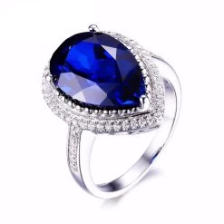 Charm 7ct Water Drop Cut Sapphire Ring Women Party Set Pure 925 Sterling Solid Silver Size 6 7 8 9 Luxury