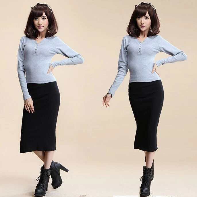 Autumn Winter Women Skirt Wool Rib Knit Long Skirt Faldas Package Hip Split Skirts A919 - Image 2
