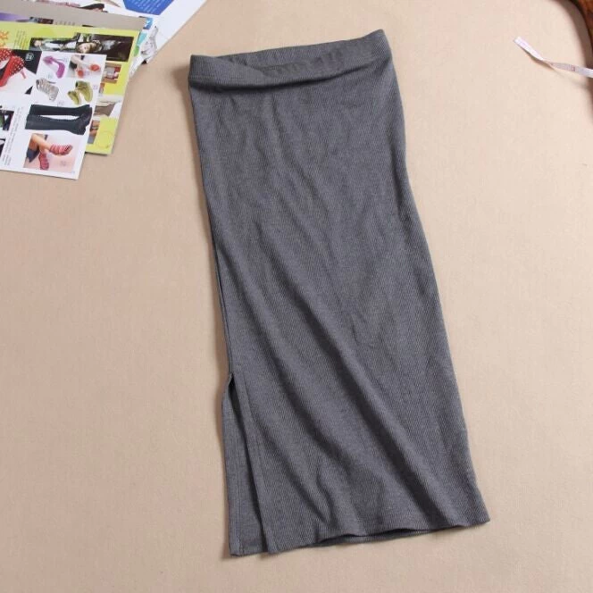 Autumn Winter Women Skirt Wool Rib Knit Long Skirt Faldas Package Hip Split Skirts A919 - Image 4
