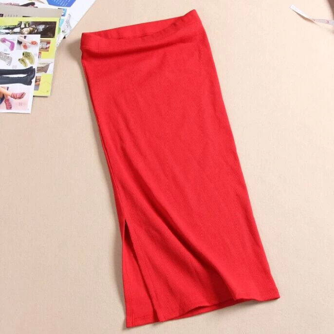 Autumn Winter Women Skirt Wool Rib Knit Long Skirt Faldas Package Hip Split Skirts A919 - Image 3