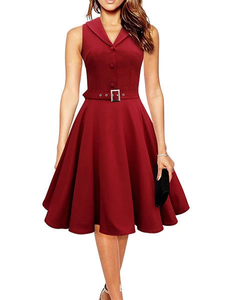 50s 60s Women Vintage Dresses Summer Elegant Dress Sleeveless Party Dresses Dark Blue Style A Line Rockabilly Dress - Image 5