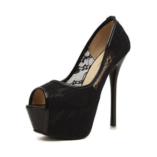 Women Pumps Fashion Lace Peep Toe High Heels Ladies Wedding Shoes Platform White Party Shoes Female Sapatos Femininos - Image 2