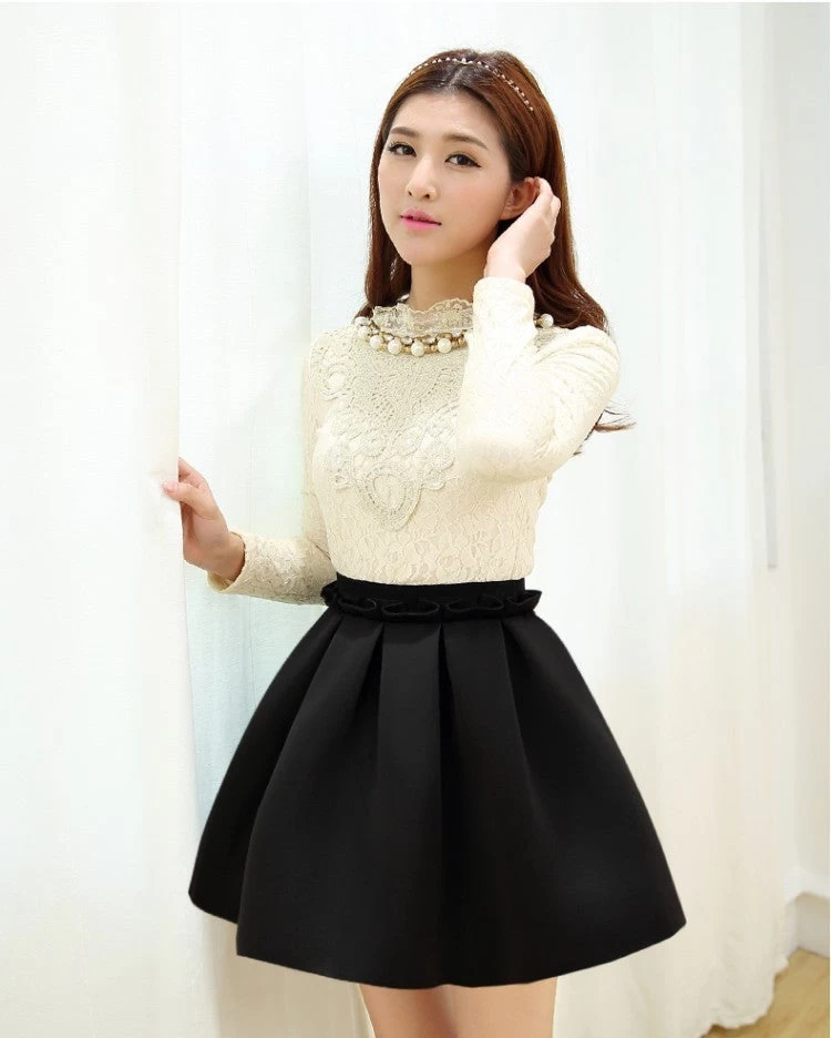 Autumn Skirt Neoprene Space Cotton Elastic Force High Waist Skirts Pleated Skirt Women Skirt Saia Polychromatic Casual - Image 5