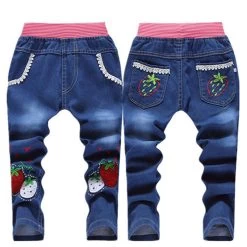 Kids Jeans Elastic Waist Straight Cartoon Jeans Denim Long Pant Retail Boy Jeans 12 Types WB114