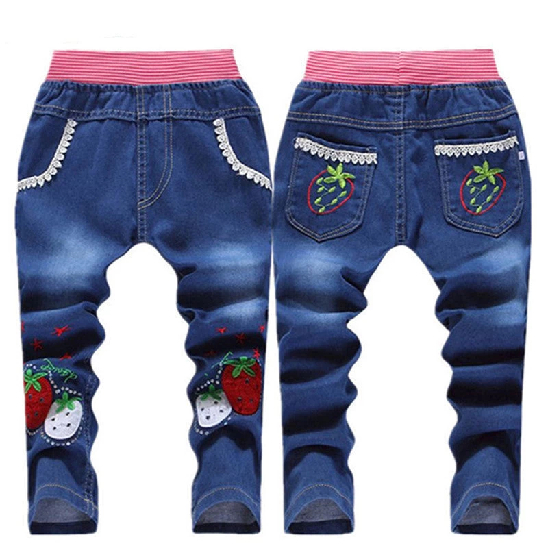 Kids Jeans Elastic Waist Straight Cartoon Jeans Denim Long Pant Retail Boy Jeans 12 Types WB114