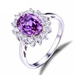 2.4ct Oval Alexandrite Sapphire Ring Genuine 925 Sterling Silver Jewelry For Women Princess Diana Engagement Rings