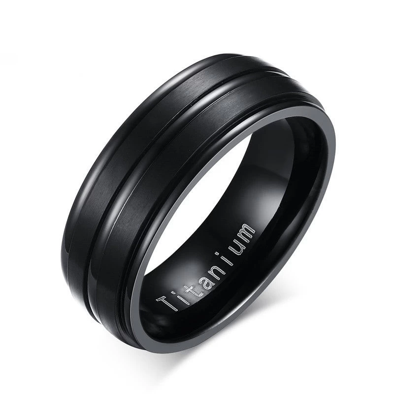8mm Black Men Ring 100% Titanium Carbide Men's Jewelry Wedding Bands Classic Boyfriend Gift